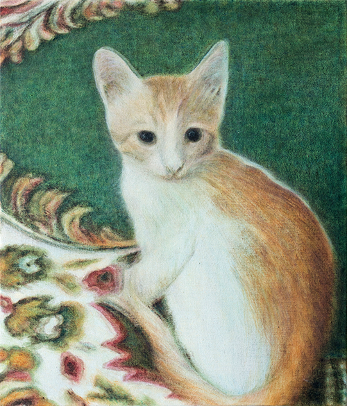 Painting by Pulad Mohammadi of a cat in Cairo